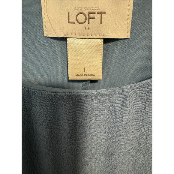 Loft L Ice blue layered tank w/2 tier design and weave shoulder detail - Picture 4 of 7